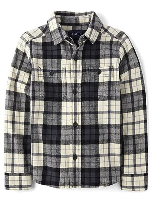 The Children's Place Boys' Long Sleeve Plaid Flannel Button Up Shirt