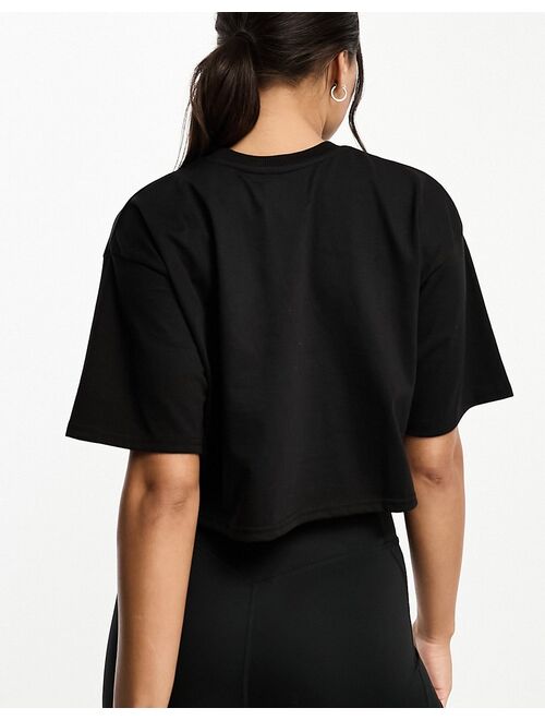 Daisy Street Active Neon short sleeve cropped boxy t-shirt in black