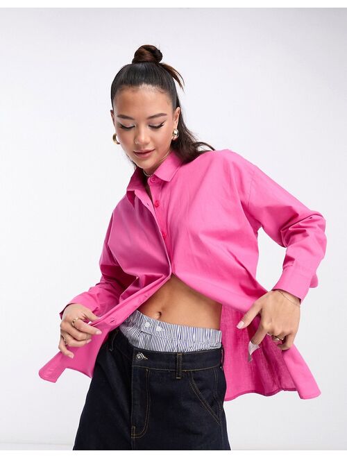 Daisy Street oversized boyfriend shirt in bright pink