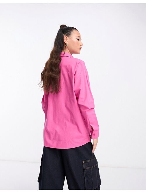 Daisy Street oversized boyfriend shirt in bright pink