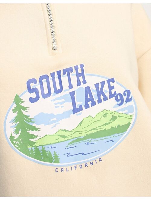 Daisy Street quarter zip lake sweatshirt in cream