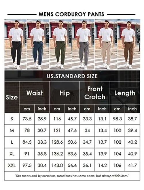 COOFANDY Men's Corduroy Pants Elastic Waist Drawstring Harem Pants Fashion Loose Casual Long Trousers with 4 Pockets