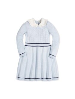 Girls' Long Sleeve Cable Knit Peter Pan Collar Sweater Dress, Toddler