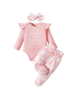 NEOBELLA Newborn Baby Girl Clothes 0-18 Months Long Sleeve Romper and Pants With Headband Infant Girl Fall Winter Outfits