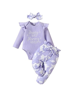 NEOBELLA Newborn Baby Girl Clothes 0-18 Months Long Sleeve Romper and Pants With Headband Infant Girl Fall Winter Outfits