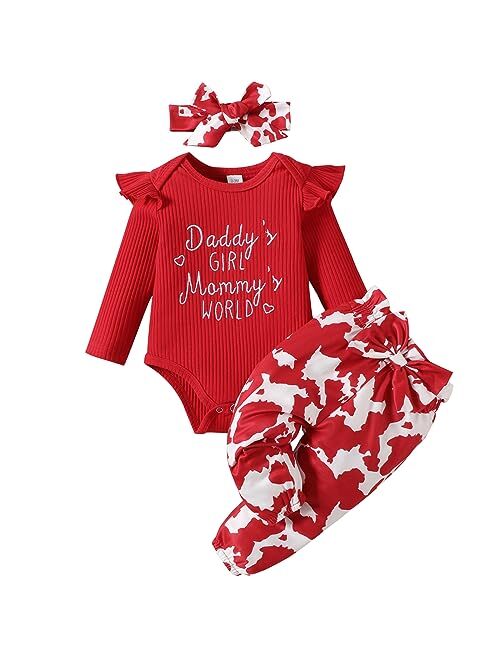 NEOBELLA Newborn Baby Girl Clothes 0-18 Months Long Sleeve Romper and Pants With Headband Infant Girl Fall Winter Outfits