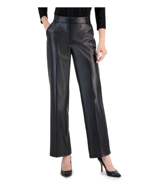 KASPER Women's Mid-Rise Wide-Leg Pull-On Pants