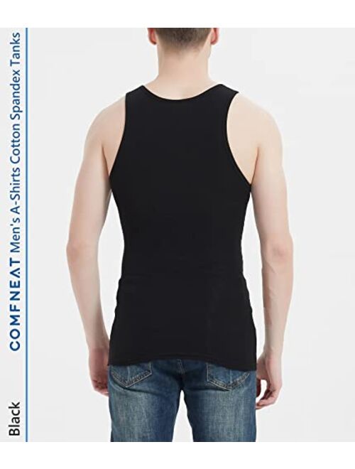 Comfneat Men's 6-Pack A-Shirts Tight Fit Tank Tops Cotton Spandex Undershirts