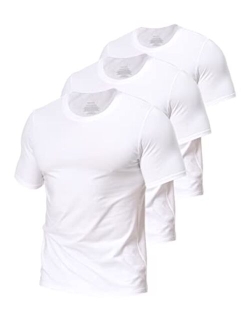 Comfneat Men's 3-Pack Stretchy Undershirts Crew Neck Long Back Hem T-Shirts