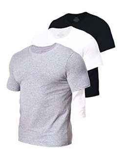 Comfneat Men's 3-Pack Stretchy Undershirts Crew Neck Long Back Hem T-Shirts