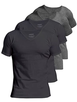 Comfneat Men's Undershirts 100 Percent Cotton Underclothing Comfy V-Neck T-Shirts (4-Pack/6-Pack)