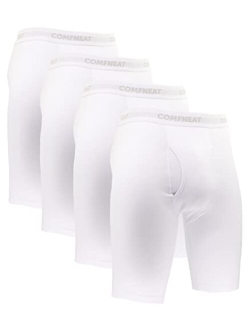 Comfneat Men's 9" Boxer Briefs Stretchy Cotton Spandex Underwear with Fly 4-Pack