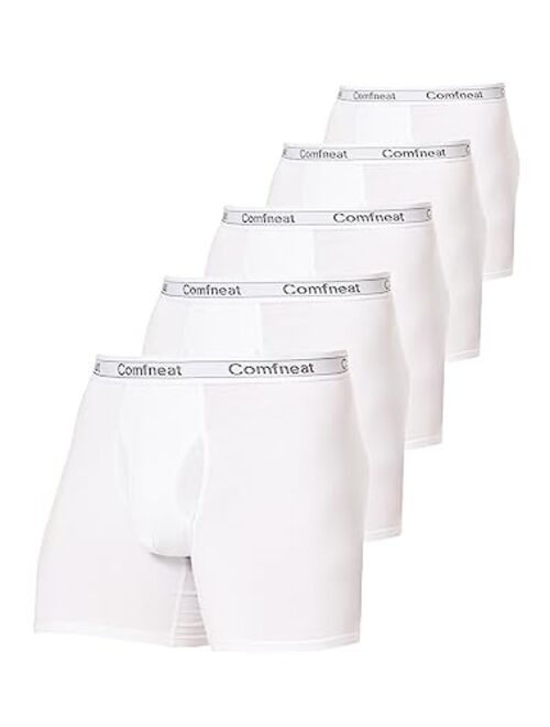 Comfneat Men's 5-Pack Bamboo Viscose Boxer Briefs Cool Feeling Underwear with Fly