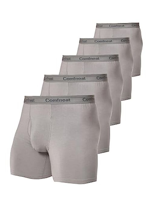 Comfneat Men's 5-Pack Bamboo Viscose Boxer Briefs Cool Feeling Underwear with Fly