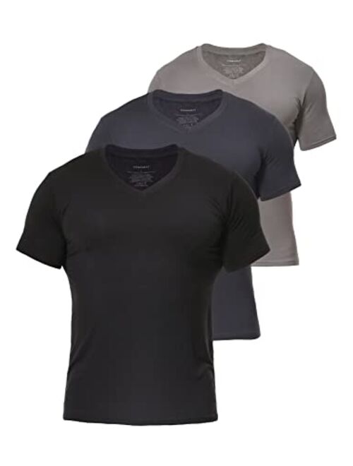 Comfneat Men's Undershirts Bamboo Viscose V-Neck Cool Feeling T-Shirt 3-Pack Knit Tops