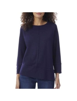 Women's Serenity Knit Tunic Top with Three Quarter Length Dolman Sleeves and Seam Details