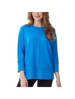 Women's Serenity Knit Tunic Top with Three Quarter Length Dolman Sleeves and Seam Details