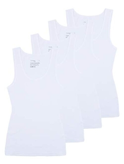 Comfneat Women's 4-Pack Slim-Fit Basic Tanks Cotton Casual Comfy Top Underwear Vests