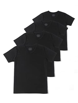 Comfneat Men's 4-Pack Athletic T-Shirt Quick Dry V-Neck Undershirt Sports Jerseys