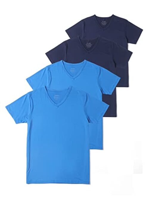 Comfneat Men's 4-Pack Athletic T-Shirt Quick Dry V-Neck Undershirt Sports Jerseys