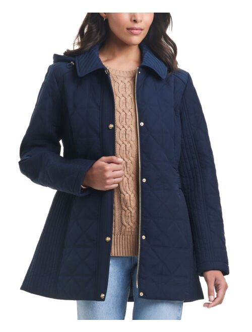 JONES NEW YORK Women's Petite Hooded Quilted Coat