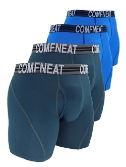 Comfneat Men's Athletic Boxer Briefs Sports Performance Underwear with Fly (4-Pack/6-Pack)