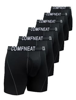 Comfneat Men's Athletic Boxer Briefs Sports Performance Underwear with Fly (4-Pack/6-Pack)