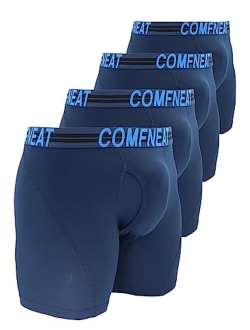 Comfneat Men's Athletic Boxer Briefs Sports Performance Underwear with Fly (4-Pack/6-Pack)