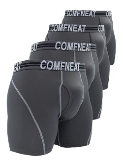 Comfneat Men's Athletic Boxer Briefs Sports Performance Underwear with Fly (4-Pack/6-Pack)