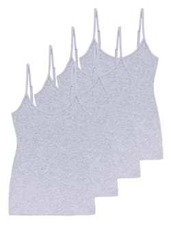 Comfneat Women's 4-Pack Slim-Fit Camisoles Cotton Adjustable Spaghetti Strap Top Underwear