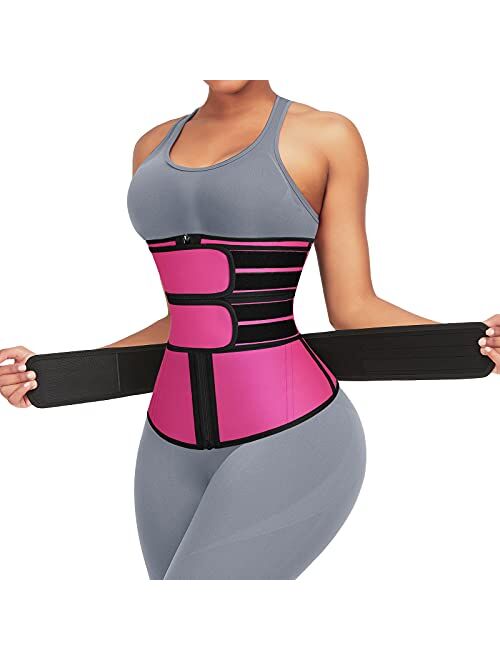 FeelinGirl Latex Waist Trainer for Women Waist Cincher Breathable Girdle Waist Trimmer Workout Hourglass Body Shaper