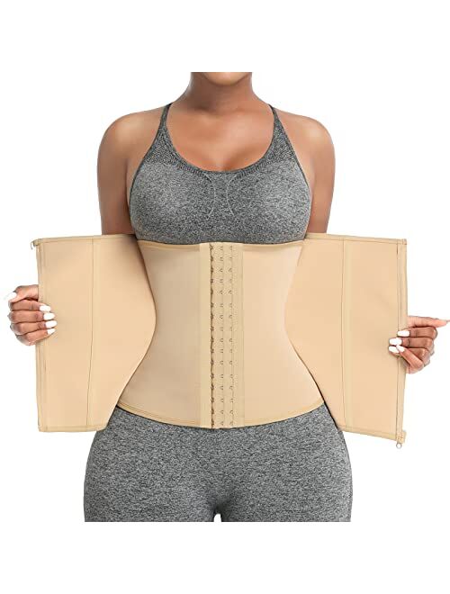 FeelinGirl Latex Waist Trainer for Women Waist Cincher Breathable Girdle Waist Trimmer Workout Hourglass Body Shaper