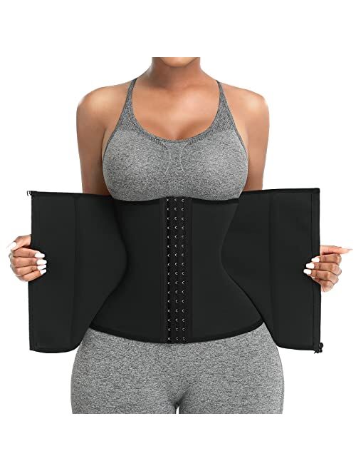 FeelinGirl Latex Waist Trainer for Women Waist Cincher Breathable Girdle Waist Trimmer Workout Hourglass Body Shaper