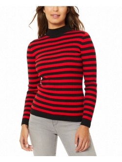 Women's Striped Mock Neck Sweater