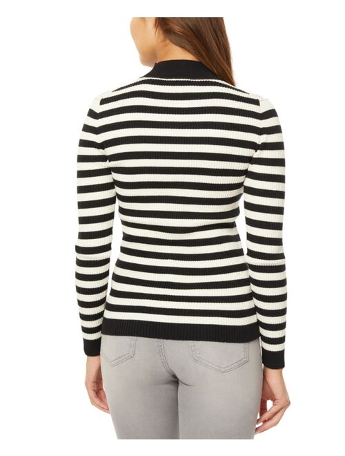 JONES NEW YORK Women's Striped Mock Neck Sweater