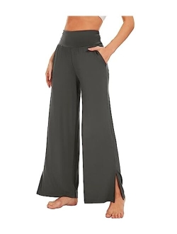 Womens Bamboo Viscose Lounge Pants Soft Wide Leg Pajama Bottoms Palazzo Yoga Pant Casual Pj Bottom S-XXL