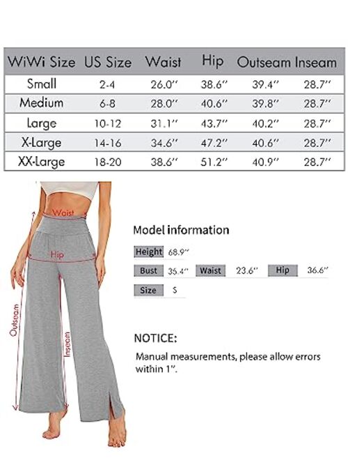 WiWi Womens Bamboo Viscose Lounge Pants Soft Wide Leg Pajama Bottoms Palazzo Yoga Pant Casual Pj Bottom S-XXL