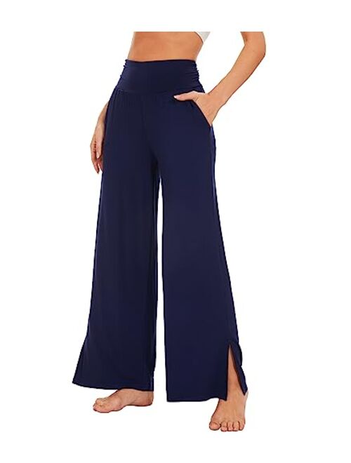 WiWi Womens Bamboo Viscose Lounge Pants Soft Wide Leg Pajama Bottoms Palazzo Yoga Pant Casual Pj Bottom S-XXL