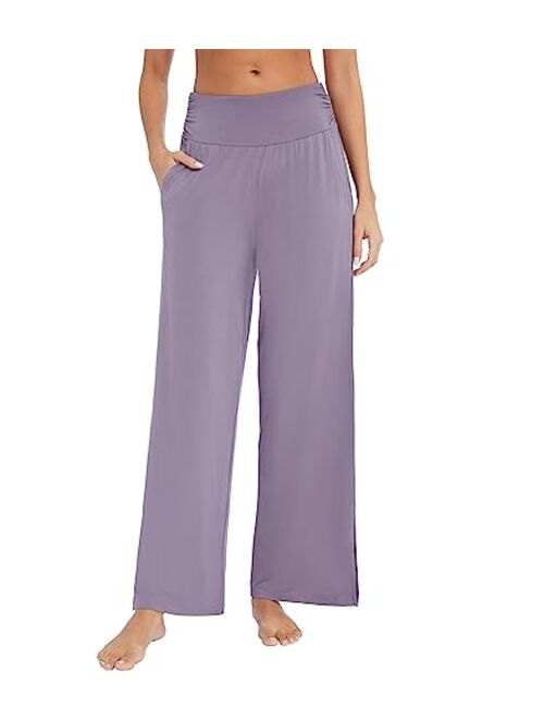 WiWi Womens Bamboo Viscose Lounge Pants Soft Wide Leg Pajama Bottoms Palazzo Yoga Pant Casual Pj Bottom S-XXL