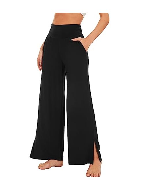 WiWi Womens Bamboo Viscose Lounge Pants Soft Wide Leg Pajama Bottoms Palazzo Yoga Pant Casual Pj Bottom S-XXL