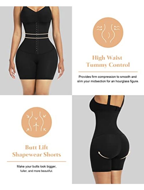 FeelinGirl Body Shaper for Women Tummy Control High Waist Shapewear Shorts Butt Lifter Thigh Slim Waist Trainer Shorts