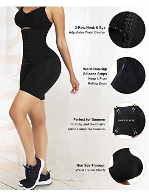 FeelinGirl Body Shaper for Women Tummy Control High Waist Shapewear Shorts Butt Lifter Thigh Slim Waist Trainer Shorts