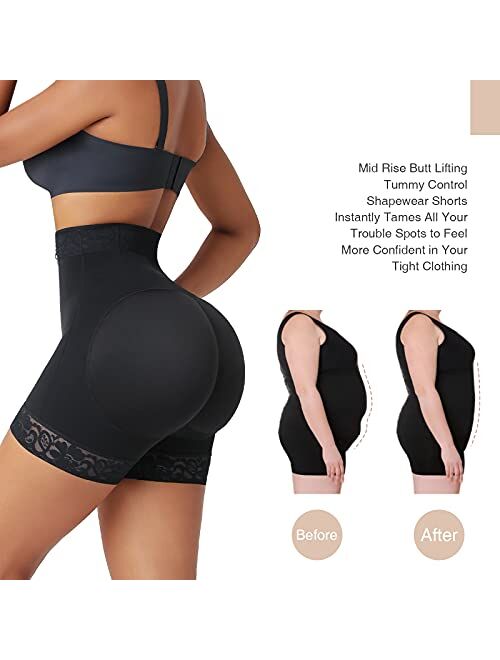 FeelinGirl Butt Lifting Shapewear Body Shaper for Women Tummy Control Panties with Hook Zipper Closure