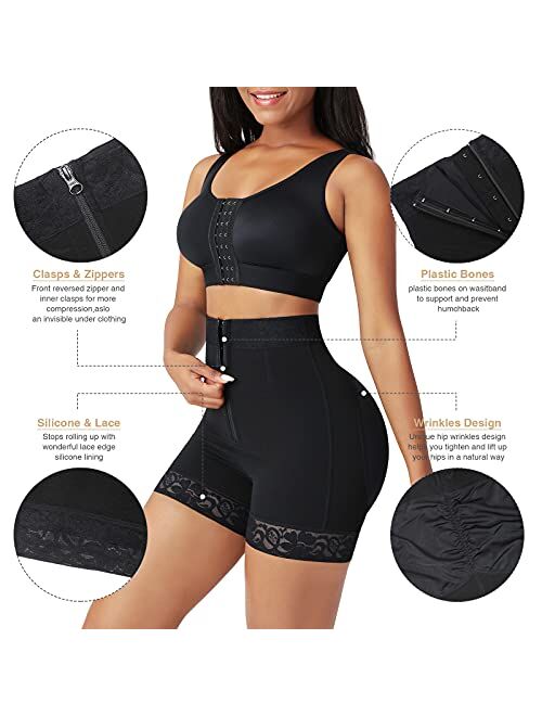 FeelinGirl Butt Lifting Shapewear Body Shaper for Women Tummy Control Panties with Hook Zipper Closure