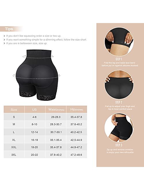 FeelinGirl Butt Lifting Shapewear Body Shaper for Women Tummy Control Panties with Hook Zipper Closure