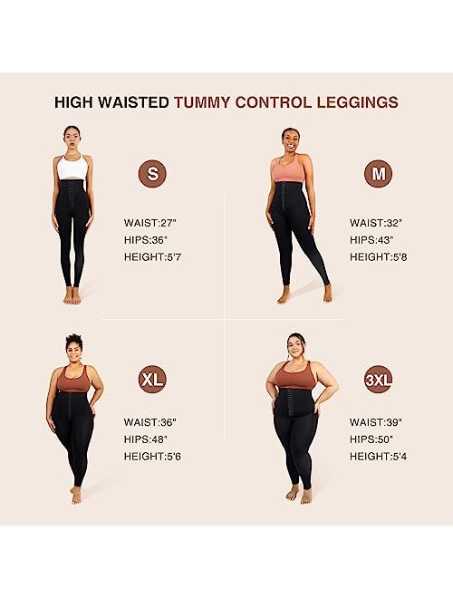 FeelinGirl High Waist Corset Leggings for Women Tummy Control Athletic Motion Magic Waist Shaper Compression Yoga Pants