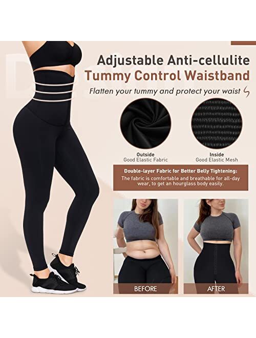 FeelinGirl High Waist Corset Leggings for Women Tummy Control Athletic Motion Magic Waist Shaper Compression Yoga Pants