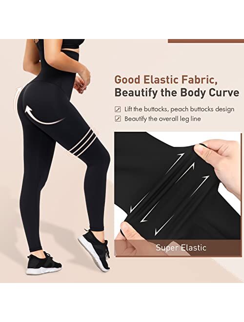 FeelinGirl High Waist Corset Leggings for Women Tummy Control Athletic Motion Magic Waist Shaper Compression Yoga Pants