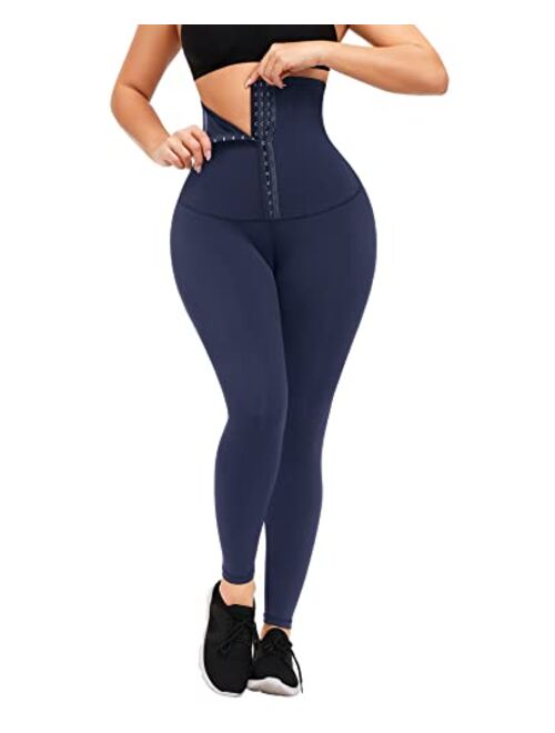 FeelinGirl High Waist Corset Leggings for Women Tummy Control Athletic Motion Magic Waist Shaper Compression Yoga Pants