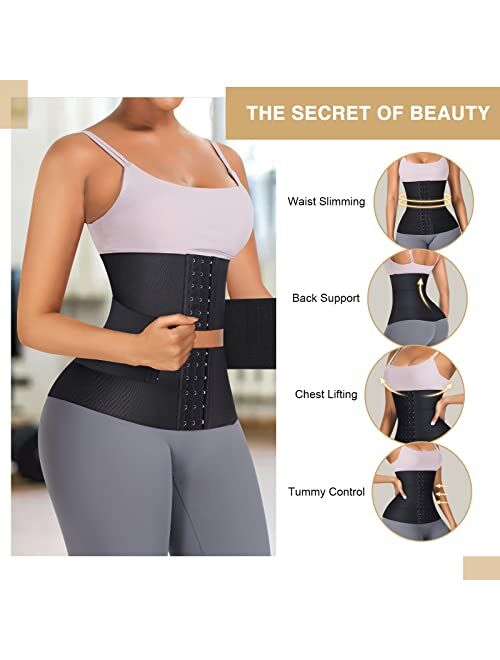 FeelinGirl Waist Trainer for Women Seamless Underbust Waist Corsets Cincher Adjustable Workout Girdle